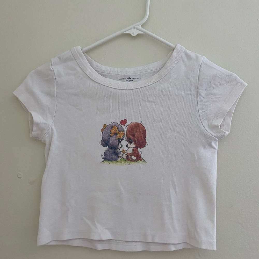Brandy Melville White Crop Top Dogs